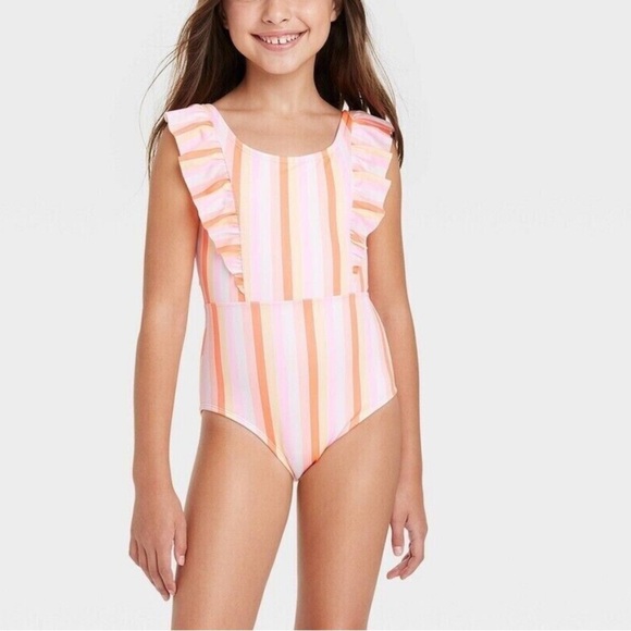 Girls' Retro Rainbow One Piece Swimsuit - Cat & Jack ️ Size XL (14) NWOT - Picture 1 of 8